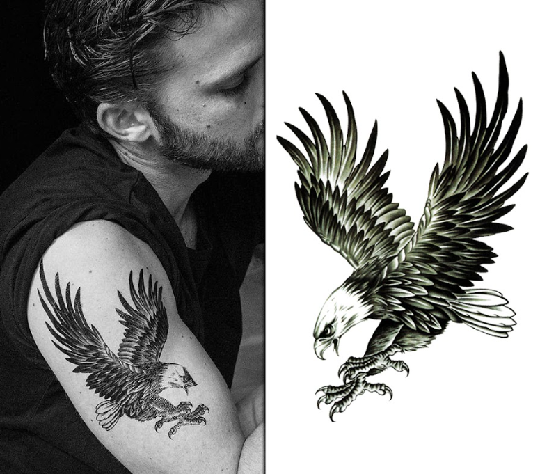 Half Sleeve Eagle Tattoo for Men – Bold Design & Easy to Apply | Temporary Tattoo
