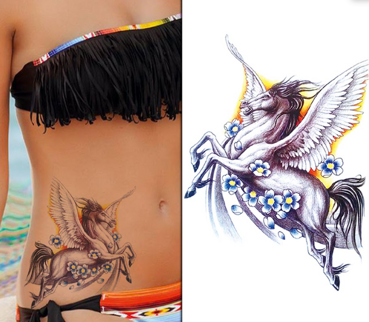 (Half Sleeve) Winged Horse - Temporary Tattoo