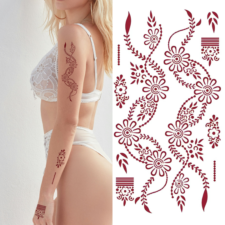 Mixed Artistic Red Mandala Pack - Temporary Tattoo