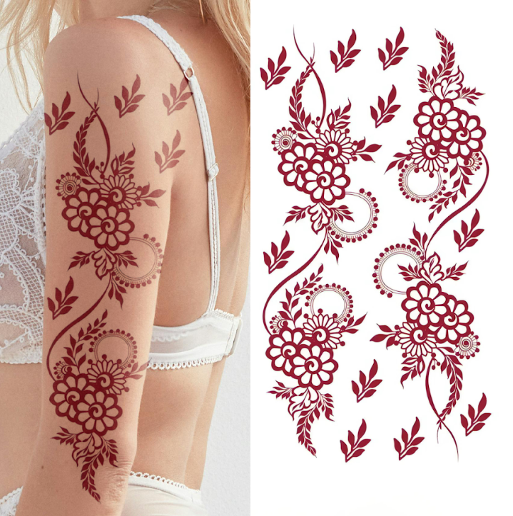 Mixed Bold Red Mandala Pack - Temporary Tattoo