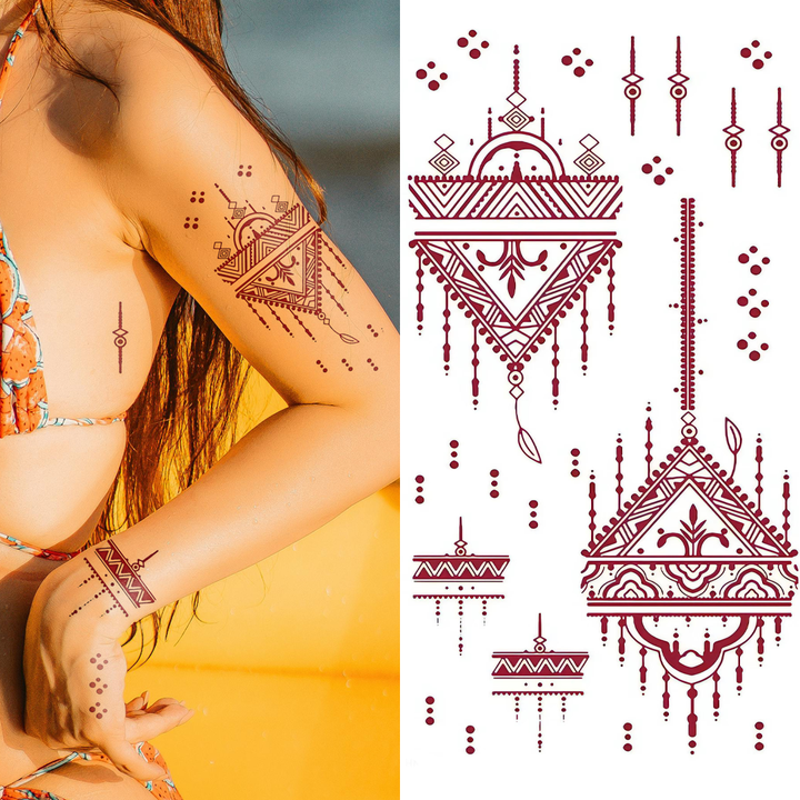 Mixed Captivating Red Mandala Pack - Temporary Tattoo