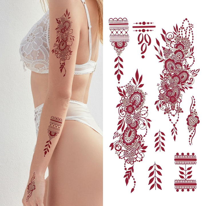 Mixed Dynamic Red Mandala Pack - Temporary Tattoo