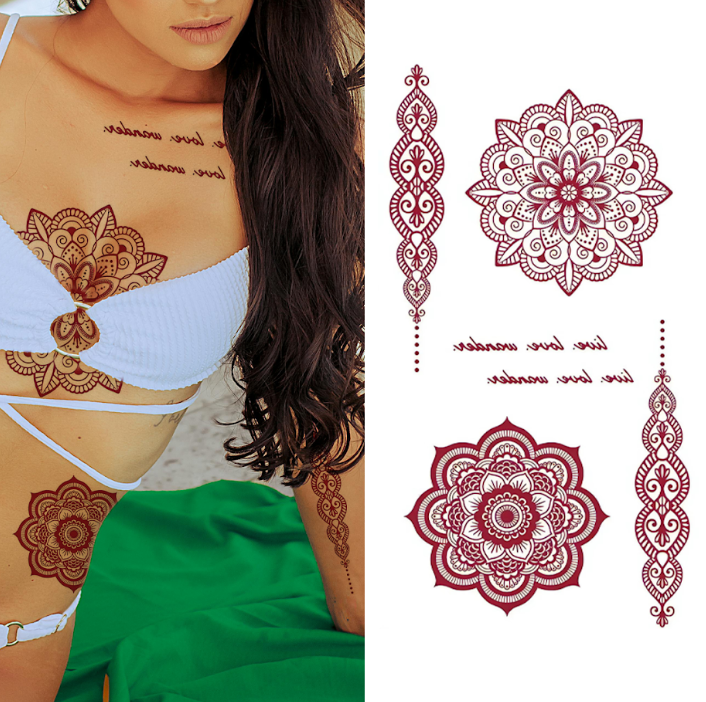Mixed Striking Red Mandala Pack - Temporary Tattoo