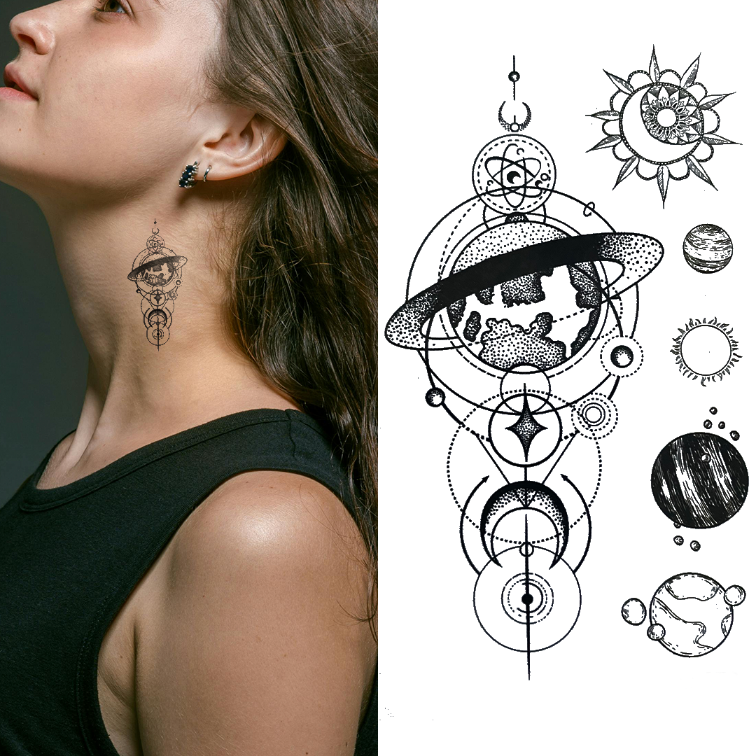 Mixed Planets v1 - Temporary Tattoo