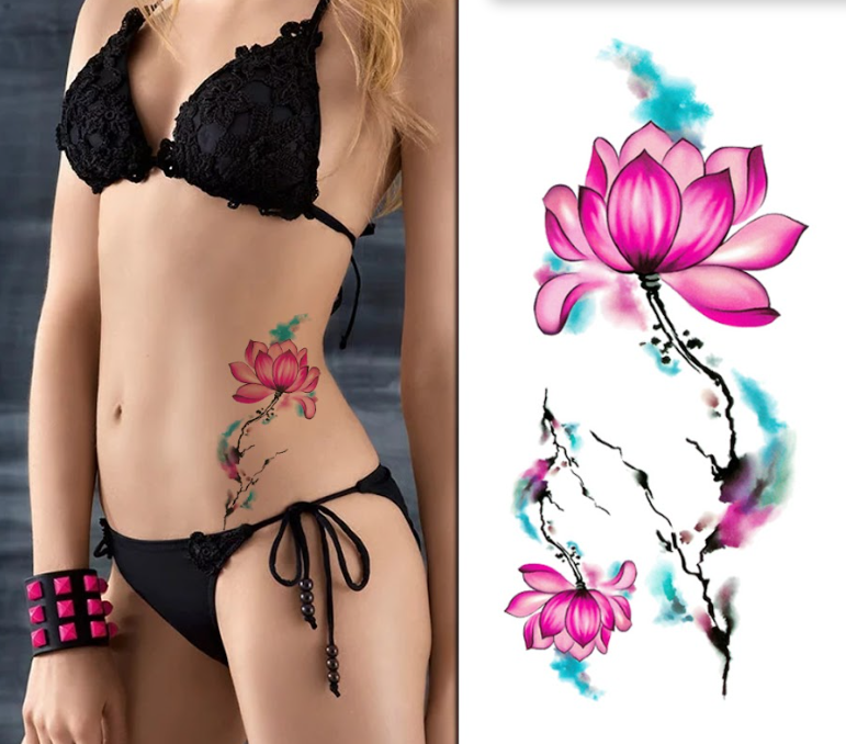 Mixed Stunning Pink Flowers Pack - Temporary Tattoo