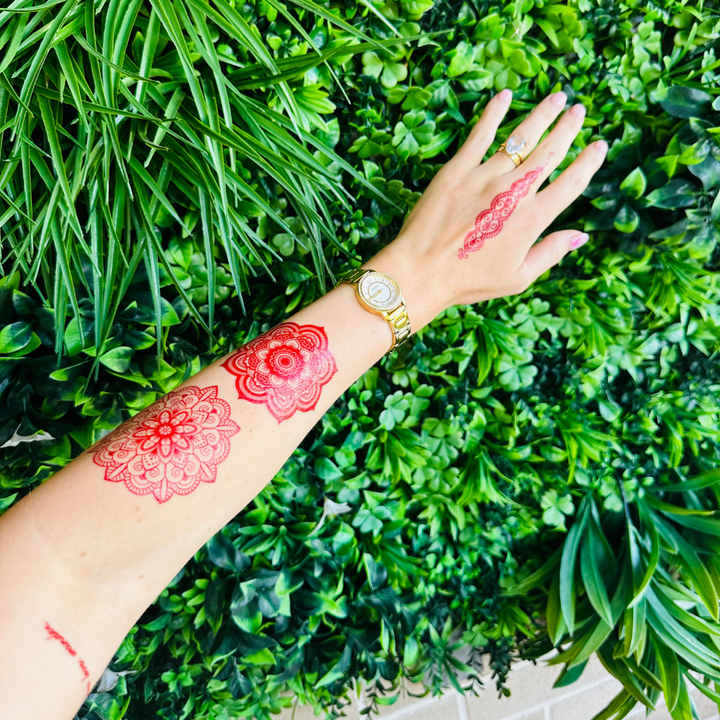 Mixed Dynamic Red Mandala Pack - Temporary Tattoo