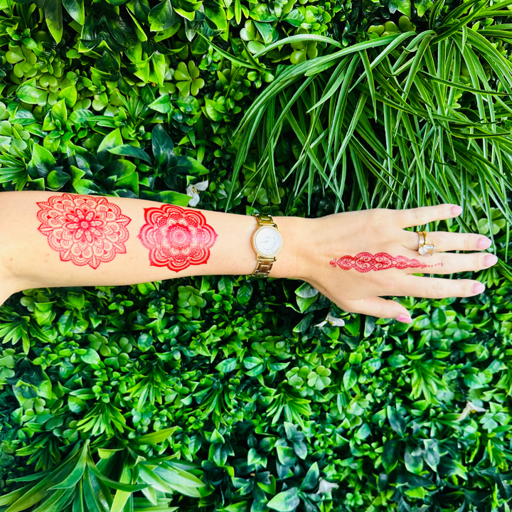 Mixed Dynamic Red Mandala Pack - Temporary Tattoo
