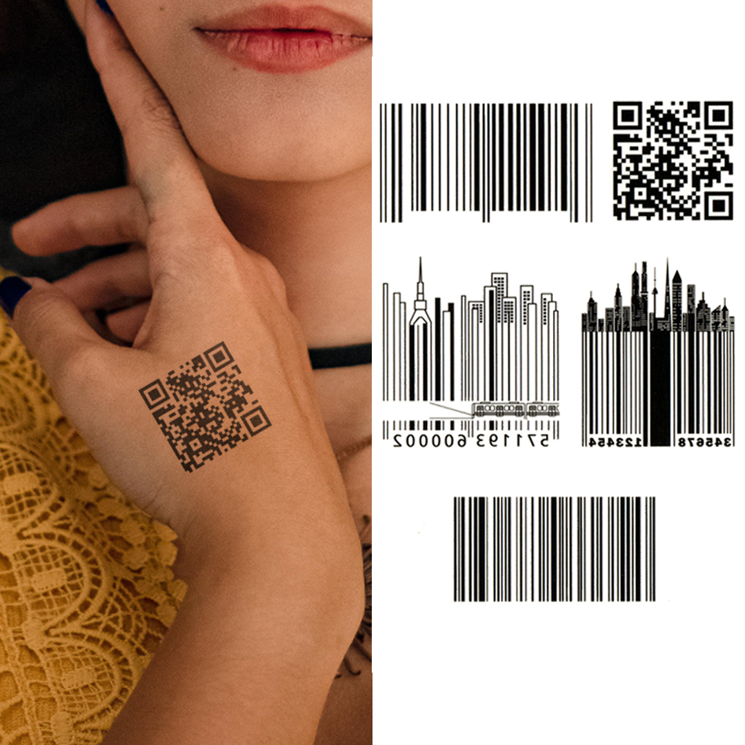 Barcodes and QR Code - Temporary Tattoo
