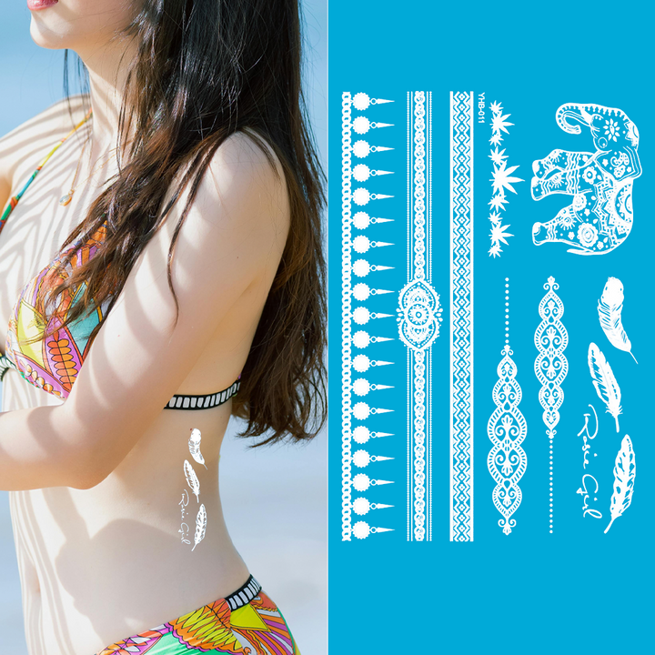 Ivory Luxe - White Henna Tattoo Collection